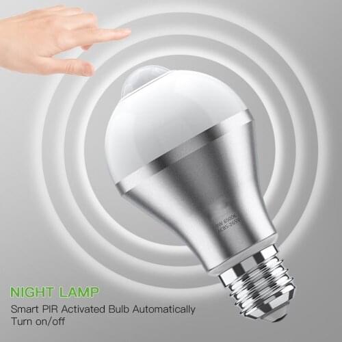 Motion Sensor Light Bulb 9W E27 Smart Built-In PIR Motion Sensor PIR LED Bulbs Auto On/Off Security Lights Outdoor