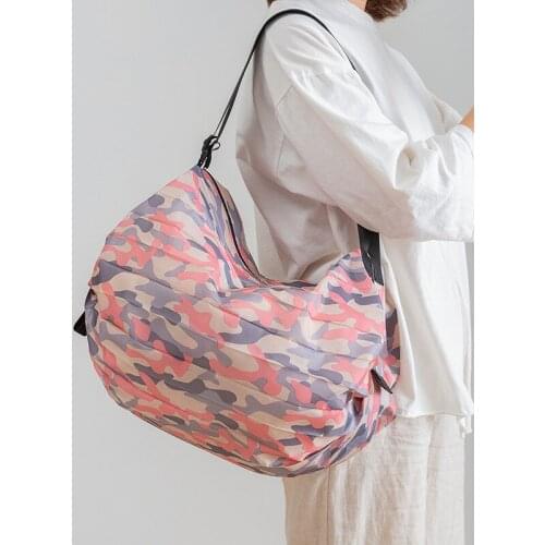 Large Capacity Thickening Nylon Large Tote ECO Reusable Polyester Portable Shoulder Womens Handbags Folding Pouch Shopping Bag