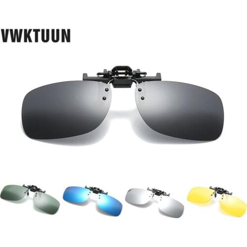 VWKTUUN Square Polarized Clip On Sunglasses Women Men Oversized Sun Glasses Driving Polarized Night Vision Yellow Points UV400