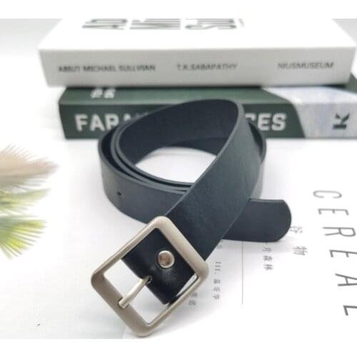 1Pcs 110 CM Fashion Womens Casual Leather Slim Waist Belt Leather Waistband With Pin Buckle Black