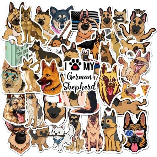 10/30/50PCS Mixed Cute German Shepherd Animal Stickers DIY Motorcycle Travel Luggage Guitar Skateboard Waterproof Cool Stickers