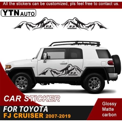 2 Pcs Side Door Car Stickers For Toyota FJ Cruiser 2007-2019 Mountain Stripe Styling Graphic Vinyl Cool Car Decals Accessories