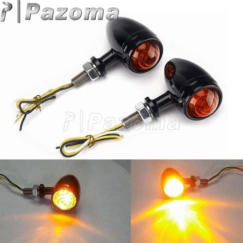 2X 12V Universal Bullet LED Turn Signals Aluminum Motorcycle Signal Lamp Indicators Lights For Chopper Cruiser Cafe Racer Bobber