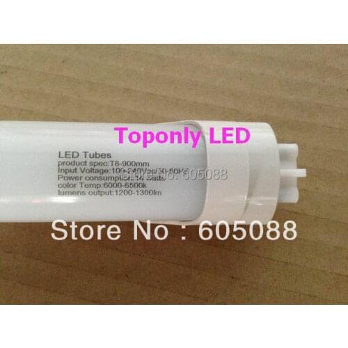 3ft 90cm led tube light t8 14w,high brightness 1200lm with frosted cover,AC85-265v,warm white and white,100pcs/lot,free shipping