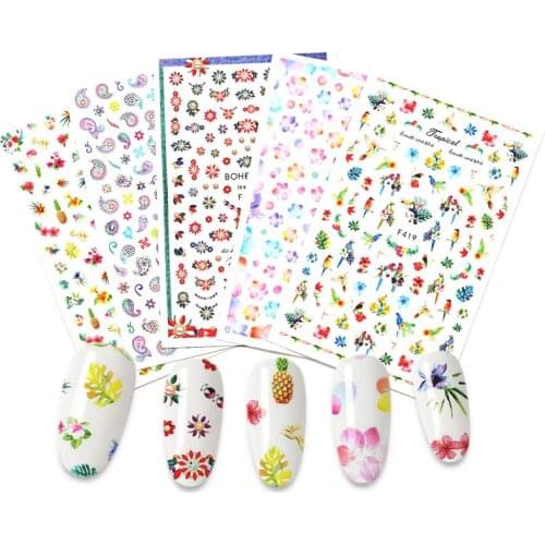 1 piece of color 3D Nail Art Sticker slider flower pattern paste nail sticker aluminum foil design