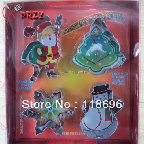 4 style Christmas series Cookie Cutter Mold Biscuit Decorating Cake metal cookies tools (NO.:CO19795) cookies mould set