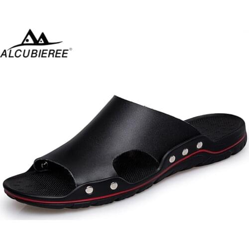 ALCUBIEREE Brand Slippers Men Summer Flat Sandals Casual Beach Flip Flops Shoes Non-slip Indoor House Home Slippers Big Size 48