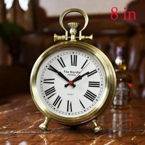 Large Nordic Metal Retro Table Clock Living Room Office Bedroom Luxury Vintage Desk Clocks Golden Silent Quartz Table Watch Gift