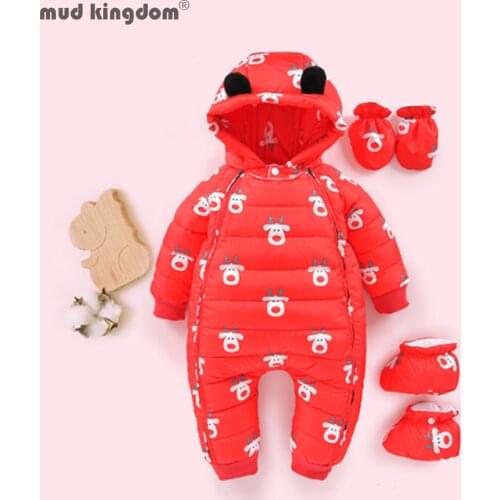 Mudkingdom Baby Boy Girl Down Snowsuit Romper Winter Hooded Thick Jumpsuit Children Costume Toddler Romper