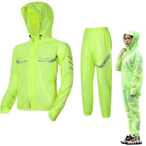Cycling Raincoat Suit Breathable Rain Gear Waterproof Motorcycle ​Raincoat+Rain Pant With Reflective Strip For Cycling Equipme