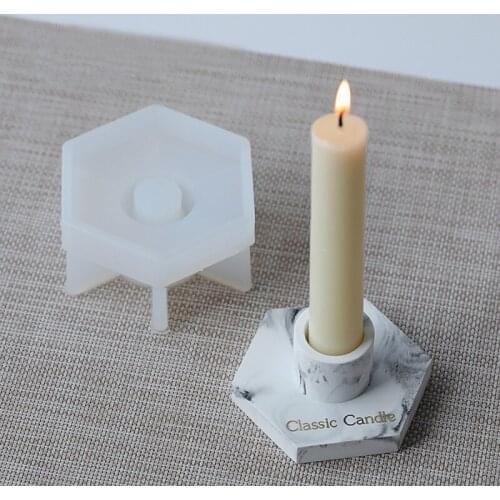 Hexagonal Candlestick Silicone Mold DIY Hand Making Craft Concrete Candle Holder Modeling Supplies