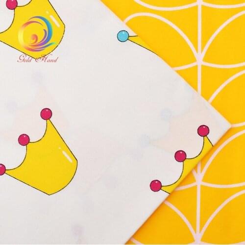 Haisen,Crown Cartoon Printed Twill Cotton Fabric,DIY Quilting Sewing For Baby&Children,Pillow,Cushion, cloth Material,Half Meter