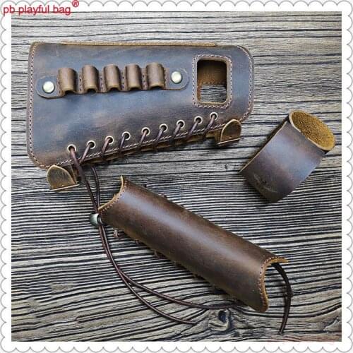 PB Playful Bag Outdoor sports soft bullet gun 98K Rear support Cow skin bullet bag Leather Handmade CS toy accessories QG243