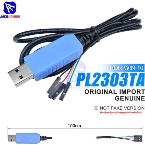 PL2303TA 1M Download Cable USB to 3.3V TTL 5V VCC Serial Cable Debug Console Cable for Adruino Respberry Pi Win10/Mac OS X/Linux
