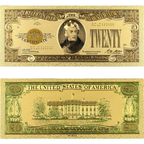 1928 Year Gold Plated Fake Money Collectible Gold Banknotes USA 20 Dollars 24k Gold Foil Banknote Souvenir Bills