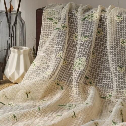 New Dandelion Embroidered Mesh Cloth Lace Fabric For Dress Clothing Material,By The Meter