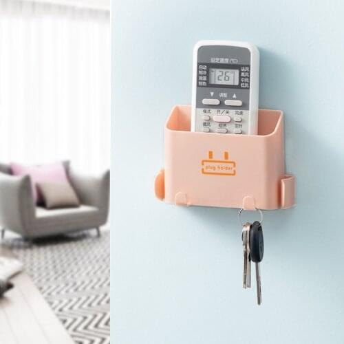 Multifunction Wall Mounted Organizer Storage Box Remote Control Air Conditioner Storage Case Mobile Phone Charging Storage Rack