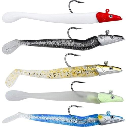 1Pc Soft Fishing Lures Jig Head 3D Eyes Imitation Bait Fish with T Tail Swimbaits Saltwater Freshwater Fishing Accessories