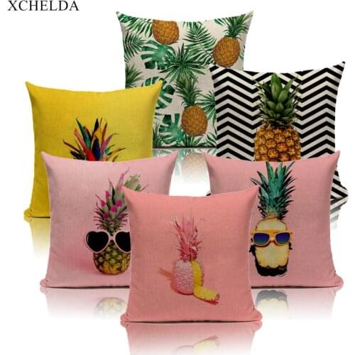 Throw Pillow Case Holiday Pillowcase funny designer Pineapple 45*45 40*40 for Sofa bedroom Pink fur Linen Cushion Cover