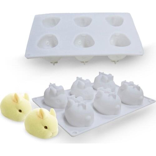 New Cake Decorating Moulds Silicone 3D Bunny Rabbit Cake Molds Silicone Molds For Baking Dessert Mousse 6 Forms
