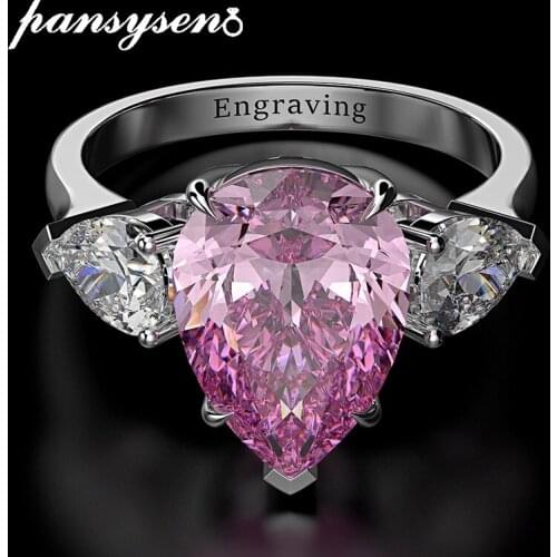 PANSYSEN Vintage 100% 925 Sterling Silver Created Moissanite Sapphire Gemstone Anniversary Wedding Ring Fine Jewelry Wholesale