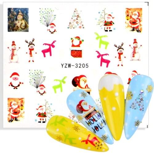 Christmas New Year Series Nails Decals Santa Snowman Bells Elk Snowflake Pattern Transfer Sticker Nail Art Decoration