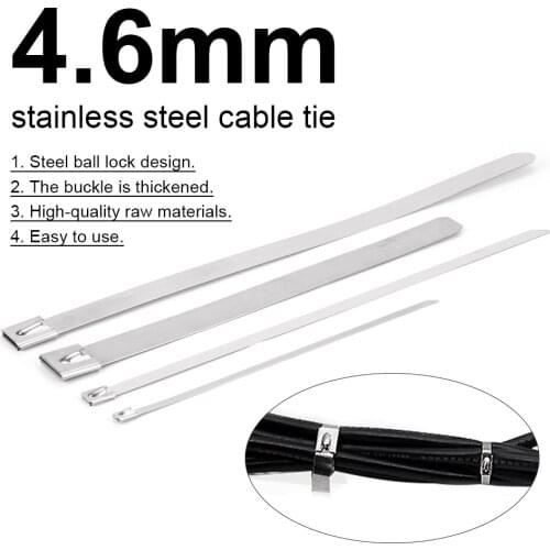 Wrap Coated 100PCS Computer Wire Harness Stainless Steel 50PCS 4.6mm Locking Ties Home Repair 7.9mm Locking Cable Multi-Purpose