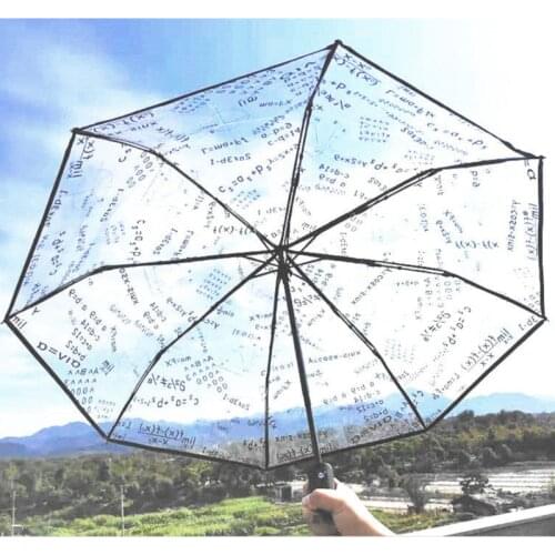 Transparent Umbrella Female Hipster Student Folding Long Umbrella Male Three-fold Thickened Cute Rainbow Umbrella