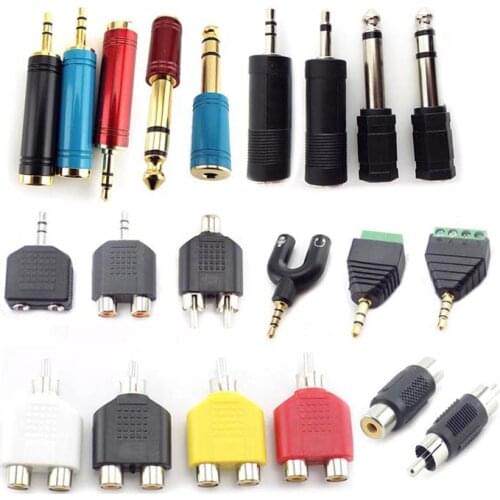 RCA Connector Female to Male Audio Jack Mono Stereo Adapter Plug Converter Headphone Amplifier Microphone AUX 3.5mm 6.5mm U27