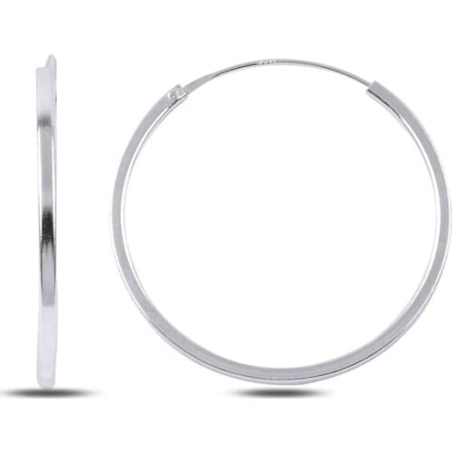 Silver 925 Sterling 30mm Plain Ring Earrings