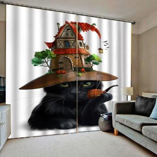 3D Blackout Curtain christmas theme Curtains For Living Room Bedroom cute cat Childrens Room Curtains