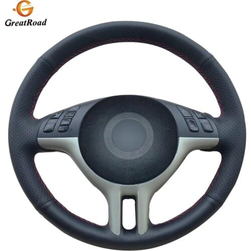 Hand-stitched Black Genuine leather Steering Wheel Cover for BMW E39 E46 325i E53 X5