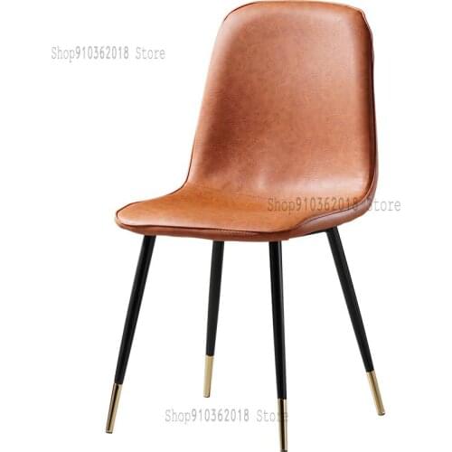 Light Luxury Dining Chair Home Nordic Dressing Stool Negotiation Table And Chair Office Modern Simple Single Back Desk Leather C