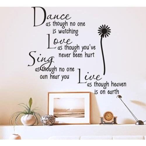Dance As Though No One Is Watching Love Quote Wall Decals 2008 Removable Pvc Wall Stickers Home Decor Bedroom Diy Wall Art