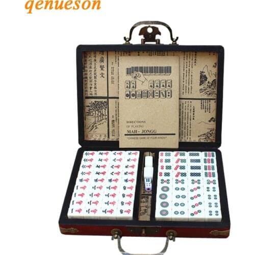 Chinese Tradition Mahjong Games Sets Portable Vintage Mahjong Box High Quality Mahjong Table Game Best Gift Board Games qenueson
