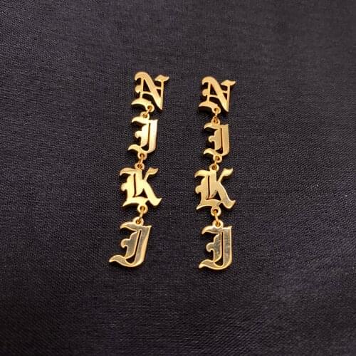 Noelia Custom Name Hanging Earrings Old English Customized Dangle Earring Personalized Stainless Steel Earrings for Women Gift