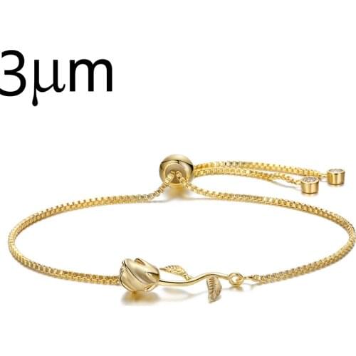 Rose Flower Bracelet for Women Beauty and Beast Final Rose Flower Charm Slide Dainty Adjustable Bracelet Wedding Bridal Jewelry