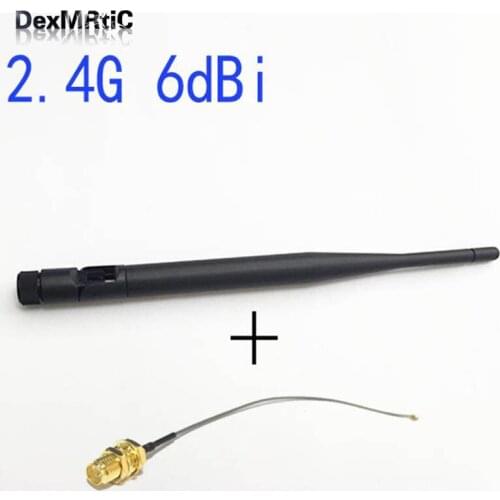 1pc 2.4Ghz 6dbi gain Wifi Antenna Omni RP-SMA male connector Wireless router+1PC RP-SMA female to IPX connector cable 15cm long