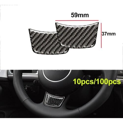 10pcs 100pcs Carbon Fiber Black Steering Wheel Sticker Car Interior Decal Label 59*37mm for S3 S4 S5 S6 S7