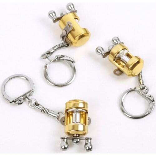 10pcs/lot Drum Reel keychain key ring Spinning Reel key chain key holder creative sleutelhanger chaveiro llaveros hombre