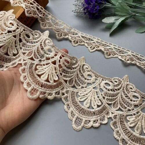 2 yard Beige Lace Trim Ribbon for Home Textiles Curtains Sofa Covers Cushions Embroidered Tape Trimmings Polyester Sewing Fabric