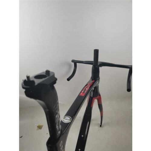 2021 carbon road bike frame disk/rim brake specifications carbon road bicycle frameset 1K surface black matte+red glossy color