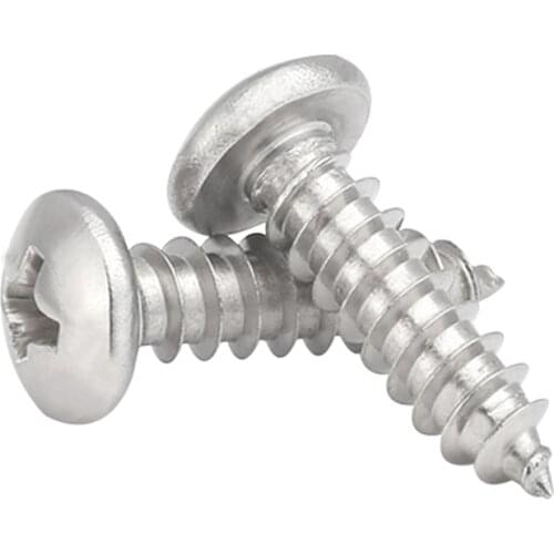 21pcs M3.5 304 stainless steel self-tapping Phillips pan head screws bolts cross round pointed tail screw GB845 30mm-60mm long