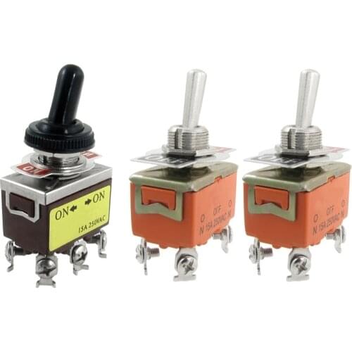3 Pcs AC 250V 15A Amps ON/OFF 2 Position DPST Toggle Switch, 2 Pcs 4 Screw Terminals & 1 Pcs 6 Screw Terminals