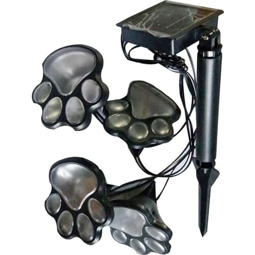 4 Pack Solar Powered Dog Animal Paw Print Lights Path Light Walkway Lighting