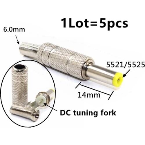 5Pcs 5.5x2.5mm DC Power Jack Male Plug Metal Connector Adapter With Yellow Head 5.5*2.5 mm 12V DC Monitoring Power Supply Wiring