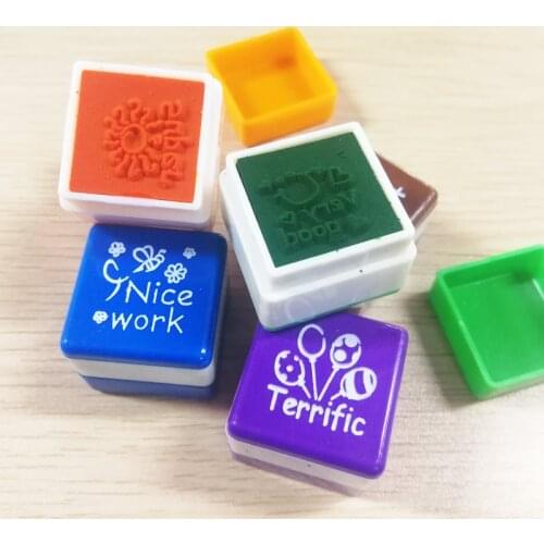 6Pcs/Set Cute Cartoon Children Praise Encouragement Seal Self-inking School Teacher Use Kids Favors Award Encourage Stamp