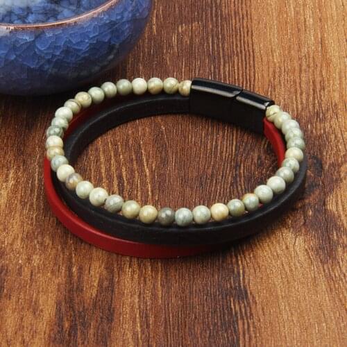 Ailatu 10pcs Black Button Genuine Leather Bracelet DIY Stone Combination Stitching Mens Stainless Steel Jewelry