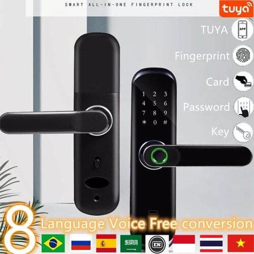 TUYA WIFI Keyless Mobile Phone Unlocking Fingerprint Magnetic Card Password Outdoor Household Electric bolt Smart Door Lock