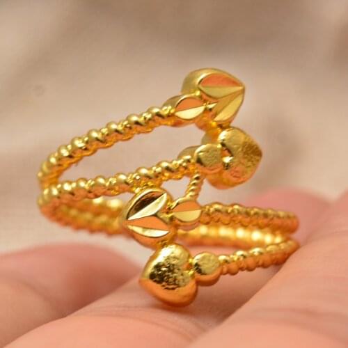 Annayoyo African Big Ring Ethiopian for Women Gold Color Wedding Jewelry Woman Ring Kenya Nigeria Brazil Congo